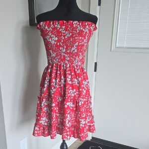 Red Floral Off-Shoulder Dress